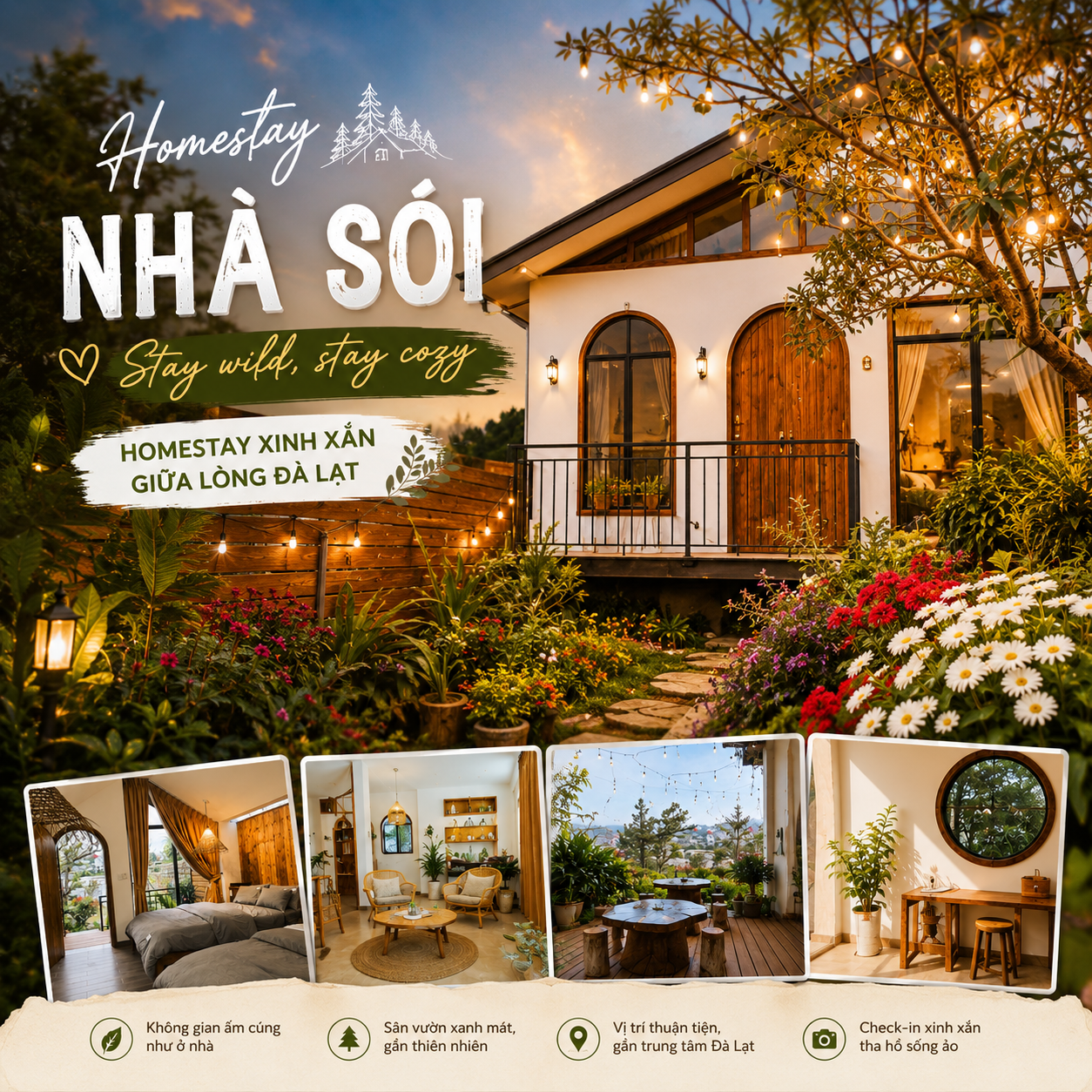 Homestay Đà Lạt với view núi rừng và không gian ấm cúng