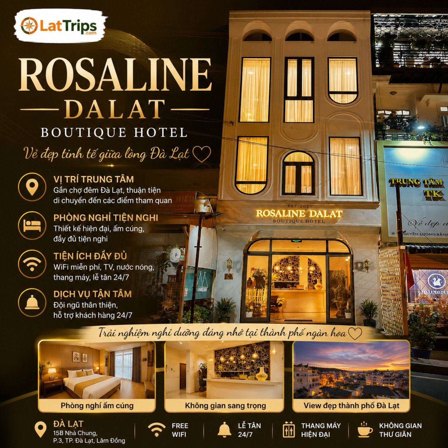 Rosaline Dalat | Khách Sạn Đà Lạt 1 Sao Gần Trung Tâm, Phòng Đẹp Giá Tốt