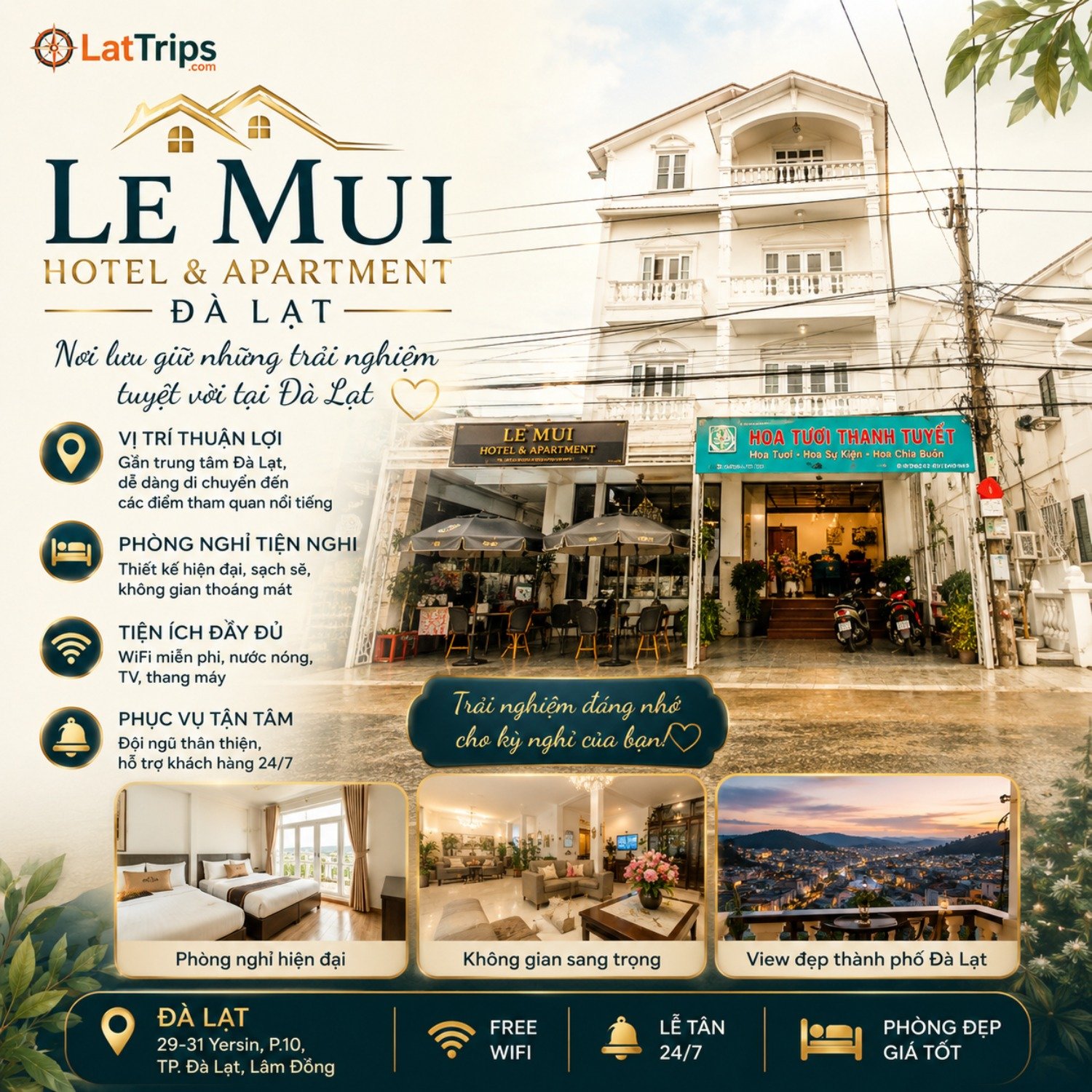 Le Mui Hotel & Apartment – Khách Sạn 1 Sao Đà Lạt Hiện Đại Gần Trung Tâm