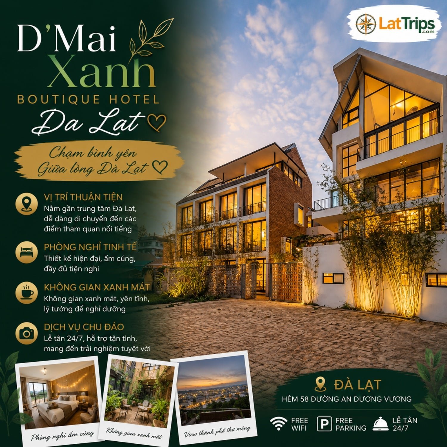 D’Mai Xanh Boutique Hotel Đà Lạt – Khách Sạn 2 Sao Đà Lạt Gần Hồ Xuân Hương
