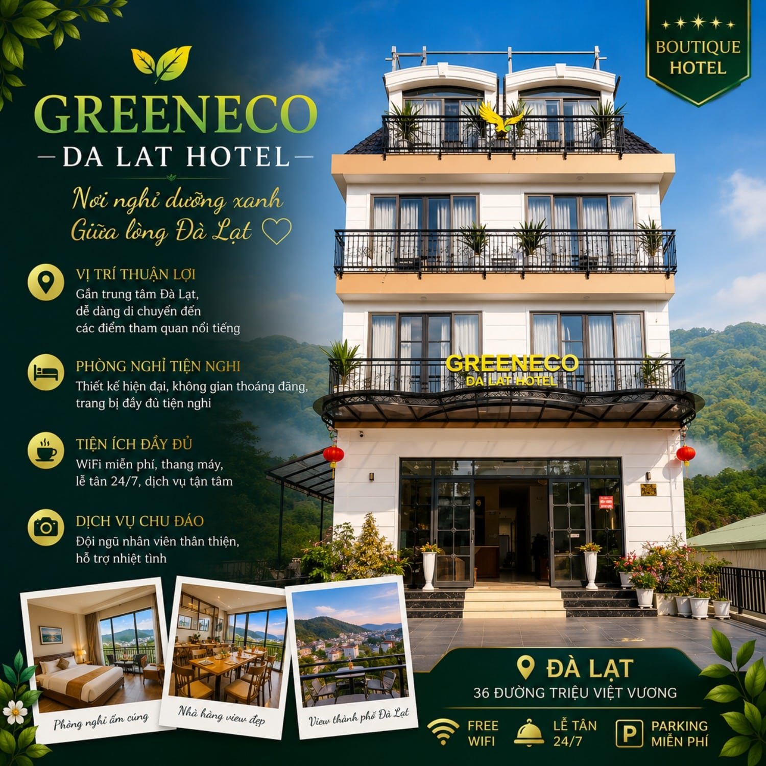 GreenEco Da Lat Hotel – Khách Sạn Đà Lạt 2 Sao View Đồi Thông, Giá Tốt