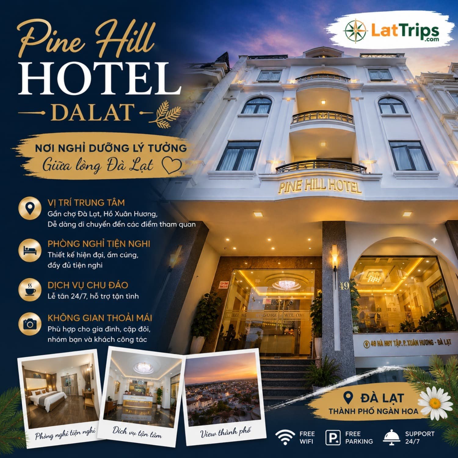 Pine Hill Hotel Dalat – Khách Sạn 2 Sao Đà Lạt Gần Trung Tâm, Tiện Nghi Hiện Đại