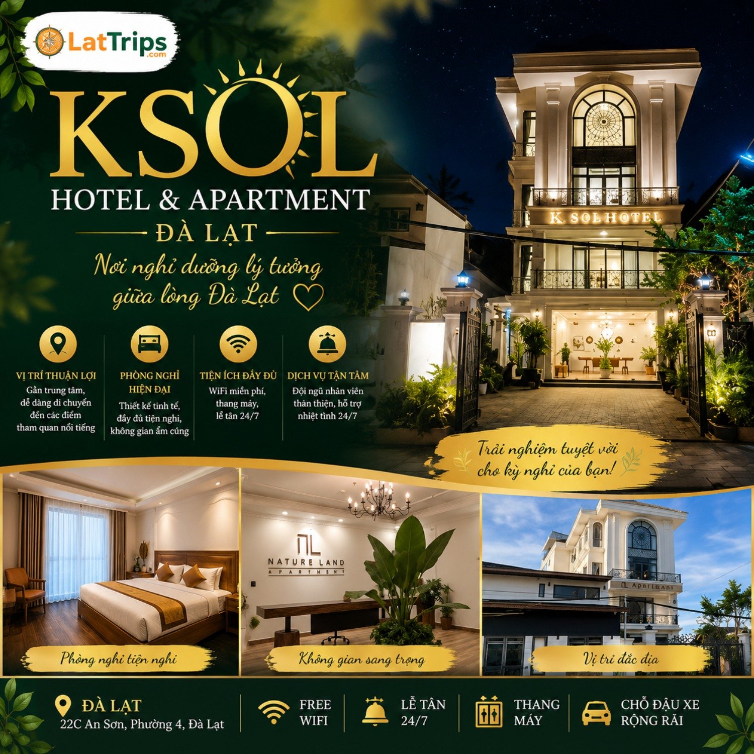 KSol Hotel & Apartment – Khách Sạn Đà Lạt 2 Sao Gần Trung Tâm, Tiện Nghi Hiện Đại