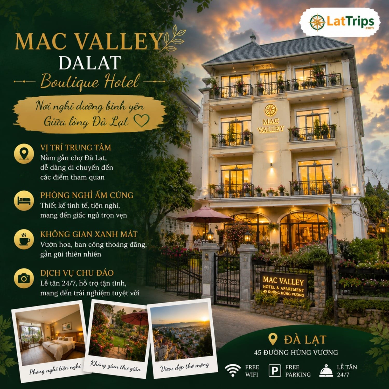 Mac Valley Dalat – Khách Sạn Đà Lạt 3 Sao View Vườn Đẹp Gần Trung Tâm