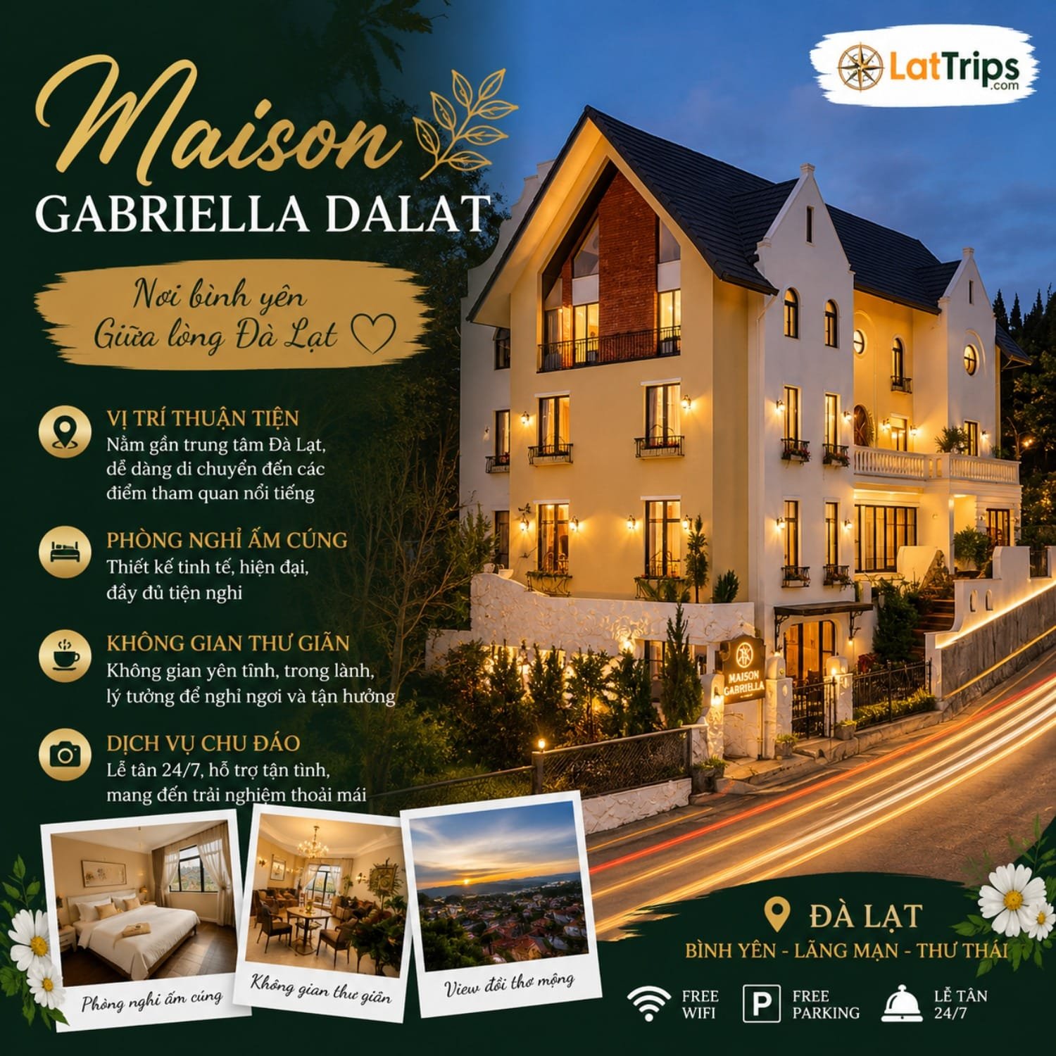 Maison Gabriella Dalat – Khách Sạn Ở Đà Lạt Chuẩn 3 Sao Gần Hồ Xuân Hương